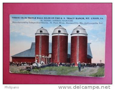 Tracy Ranch Mt. Union Ia  Triple Wall Silos  Advertisment Ca 1910 ---    ====== Ref 361 - Sonstige & Ohne Zuordnung