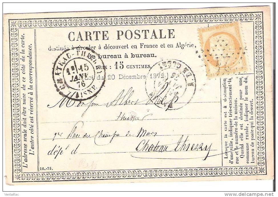 Etoile 24 Sur Carte Postale,  R. De CLERY - 1849-1876: Période Classique