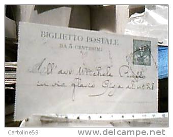 STORIA POSTALE BIGLIETTO POSTALE DA 5 CENTESIMI  29/11/1904 PER CITTA' NAPOLI  DN4013 - Interi Postali