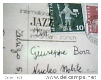 SUISSE ANNULLO MUSICA JAZZ INTERNATIONAL  ZURICH VB1964 CCARD SOLDATO IN ERBA DI BECHI DN4019 - Affranchissements Mécaniques