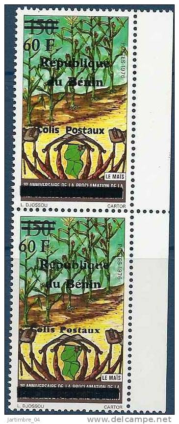 2002 BENIN Michel Colis Postaux 36**  Maïs, Surchargé, Paire Avec Variété - Bénin – Dahomey (1960-...)