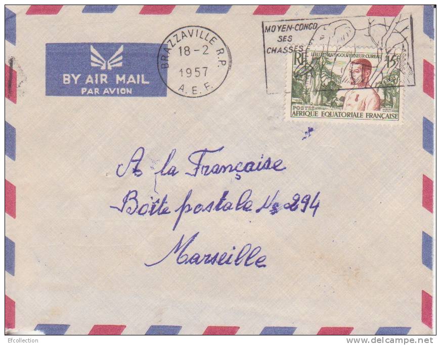 BRAZZAVILLE R.P - CONGO - 1957 - COLONIES FRANCAISES - Afrique - Avion - Lettre - Flamme - Marcophilie - Briefe U. Dokumente