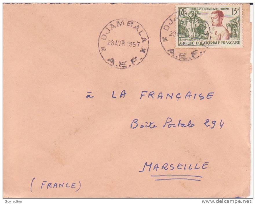 DJAMBALA - CONGO - 1957 - COLONIES FRANCAISES - Afrique - Avion - Lettre - Marcophilie - Briefe U. Dokumente