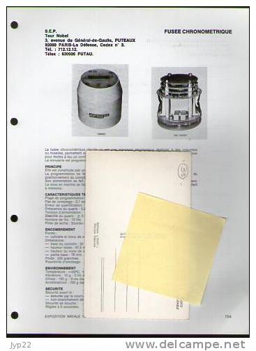 Fiche Marine Nationale Fusée Chronométrique S.E.P. - SEP - Pour Missile Et Roquette - Equipement