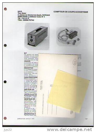 Fiche Marine Nationale Compteur De Coups Acoustique S.E.P. - SEP - Pour Missile Et Roquette - Equipement