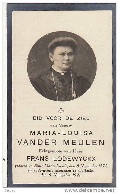 Maria Louisa Vander Meulen Lodewyckx Sinte Maria Lierde Uytkerke - Autres & Non Classés