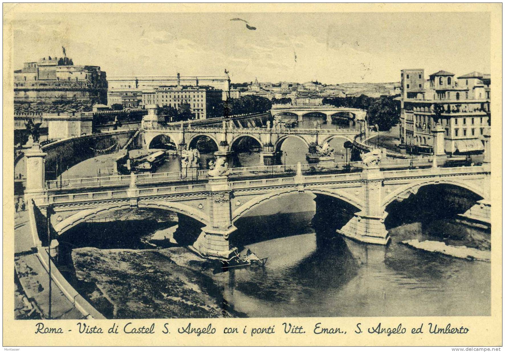 ROMA. Panorama Su Castel S. Angelo. Vg. C/fr. Per MILANO 1937. - Castel Sant'Angelo