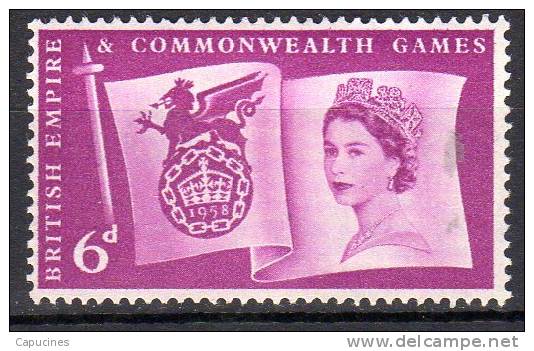 GRANDE BRETAGNE - 1958:  "6e Jeux De L'Empire Britannique Et Du Commonwealth" - N° 313* - Unused Stamps