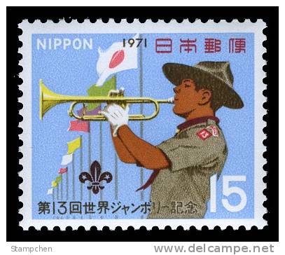 1971 Japan Boy Scout Jamboree Stamp Bugler Bugle National Flag - Neufs