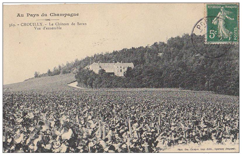 51 CHOUILLY Petit Chemin Parmi Les VIGNES Le CHATEAU De SARAN   " VIN Pays Du Champagne " 1908 - Sonstige & Ohne Zuordnung