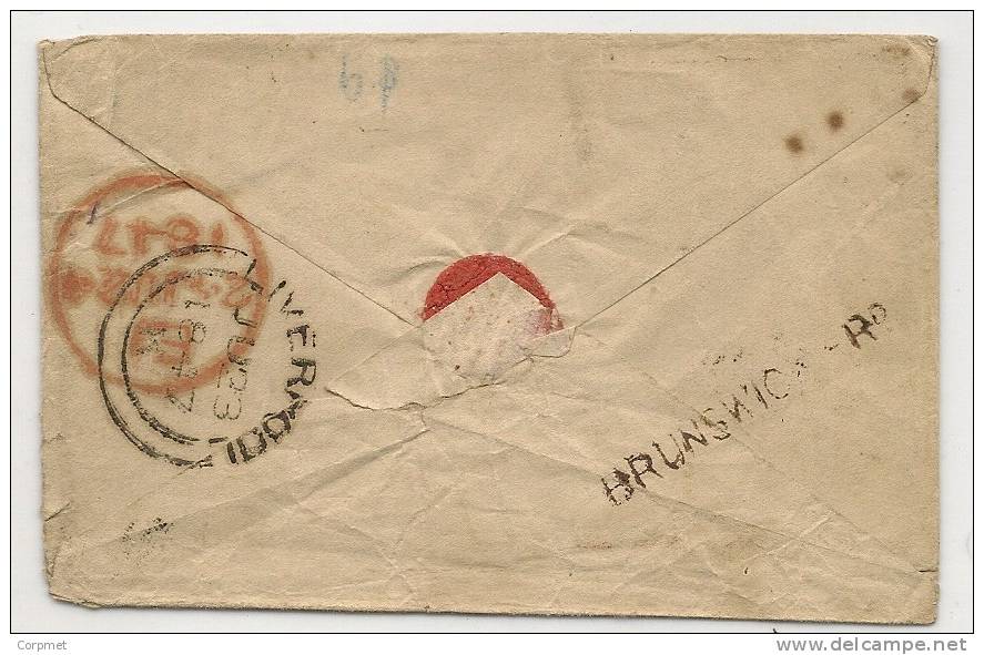 UK - 1847 COVER 1p. RED-BROWN Paper BLUE -JUMBO MARGINS-from LIVERPOOL To LONDON - BRUNSWICK Cancel Alongside -VF COVER - Lettres & Documents