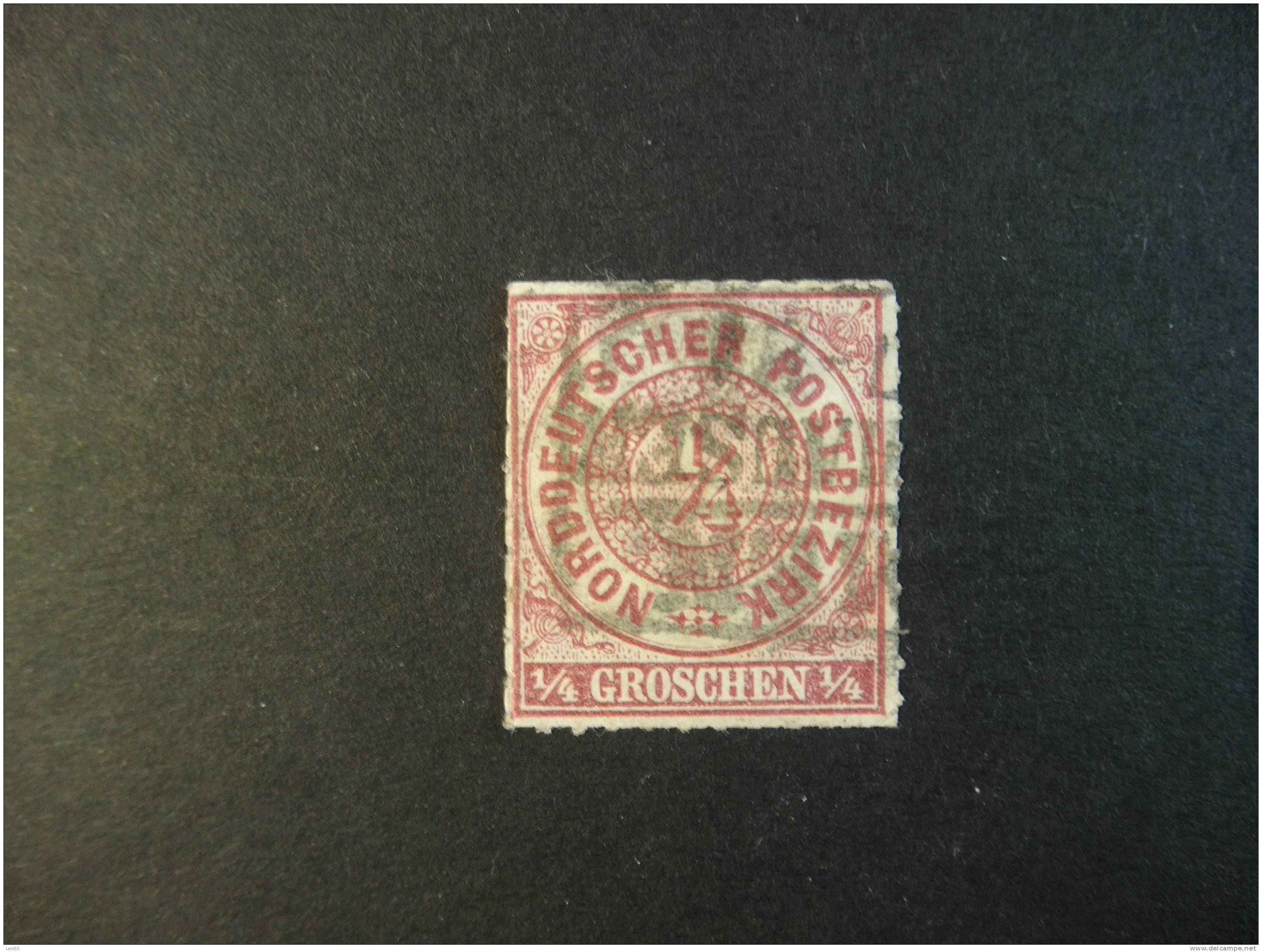 Nord Deutscher Bund Postbezirk 1/4 Gr B Violet Michel Nr 1 - Afgestempeld