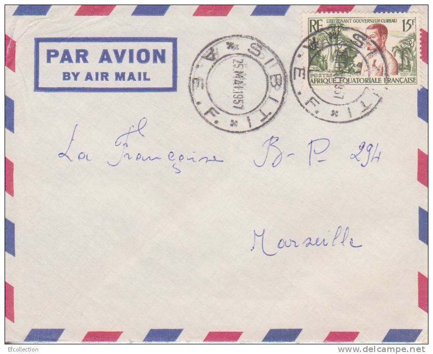 SIBITI > Transit > DOLISIE - CONGO - 1957 - COLONIES FRANCAISES - Afrique - Avion - Lettre - Flamme - Marcophilie - Briefe U. Dokumente