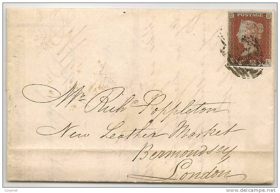 UK - 1845 ENTIRE 1p. RED-BROWN Paper BLUE  From NORWICH - Inside Letter From Currier And Leather Cutter -VF COVER - Briefe U. Dokumente