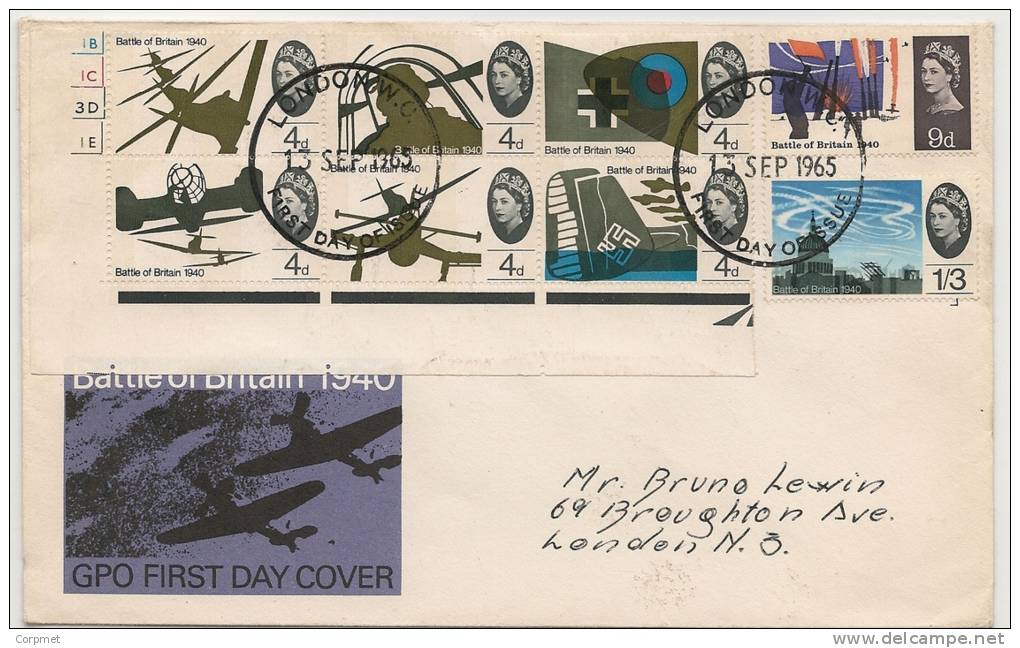 UK - 1965 BATTLE Of BRITAIN - Phosphor First Day Cover - 1952-71 Ediciones Pre-Decimales