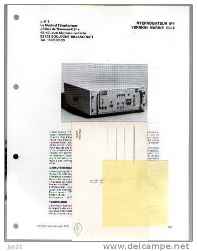 Fiche Marine Nationale Interrogateur IFF Version Marine ELI 4 - L.M.T. Boulogne Billancourt - Pour Contrôleur Radar - Equipment