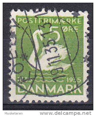 Denmark 1935 Mi. 222     5 Ø Swan Schwan Ugly Duckling Fairytale ERROR Variety Double Printing At Top (2 Scans) !! - Abarten Und Kuriositäten