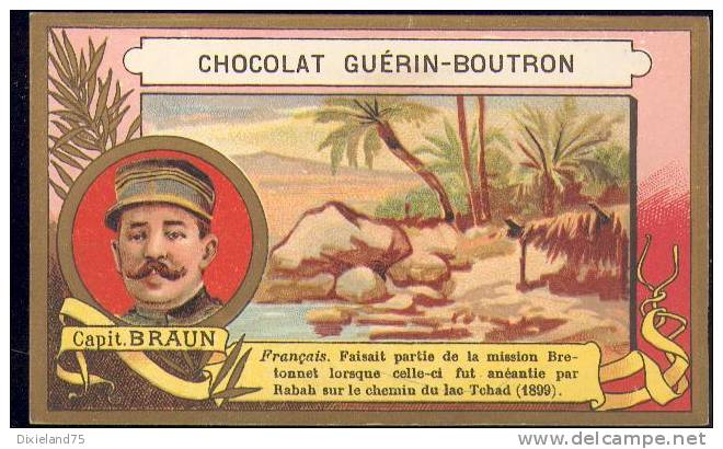 Chromo Guérin Boutron Doré Explorateurs Explorateur Capitaine Braun Mission Bretonnet Tchad Afrique Colonie Colonial - Guérin-Boutron