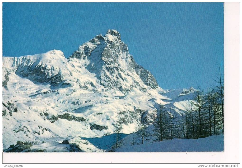 CP, Italie, Val D'Aoste, Cervinia Breuil 2050m, Coin Pittoresque En Hiver Et Le Mont Cervin 4478m, 1986, Voyagé, Voyagée - Other & Unclassified