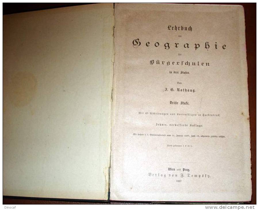 LEHRBUCH DER GEOGRAPHIE F. BÜRGERSCHULEN (1897)  63 ABBILDUNGEN, 1897 126 SEITEN - Alte Bücher