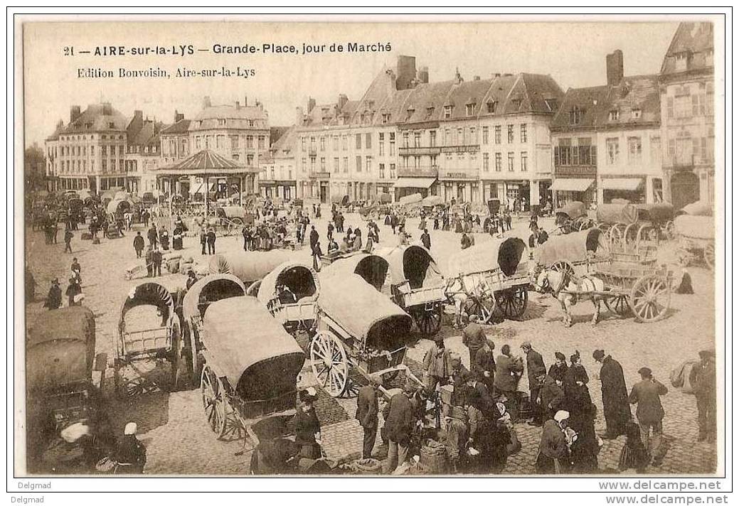 CPA 62 AIRE Sur LYS Jour De Marché Grande Place - Aire Sur La Lys