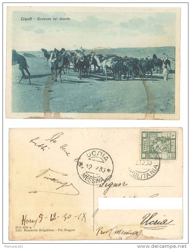 $3-1678 Colonie LIBIA TRIPOLI  Carovana Deserto 20c Isolato Sibilla Da HON 1930 - Libia