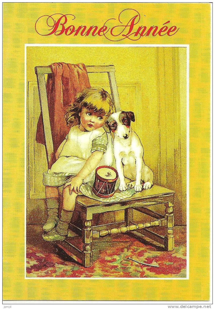 Carte - Bonne Année - Carte De Voeux 1994 - Fillette Et Chien - New Year