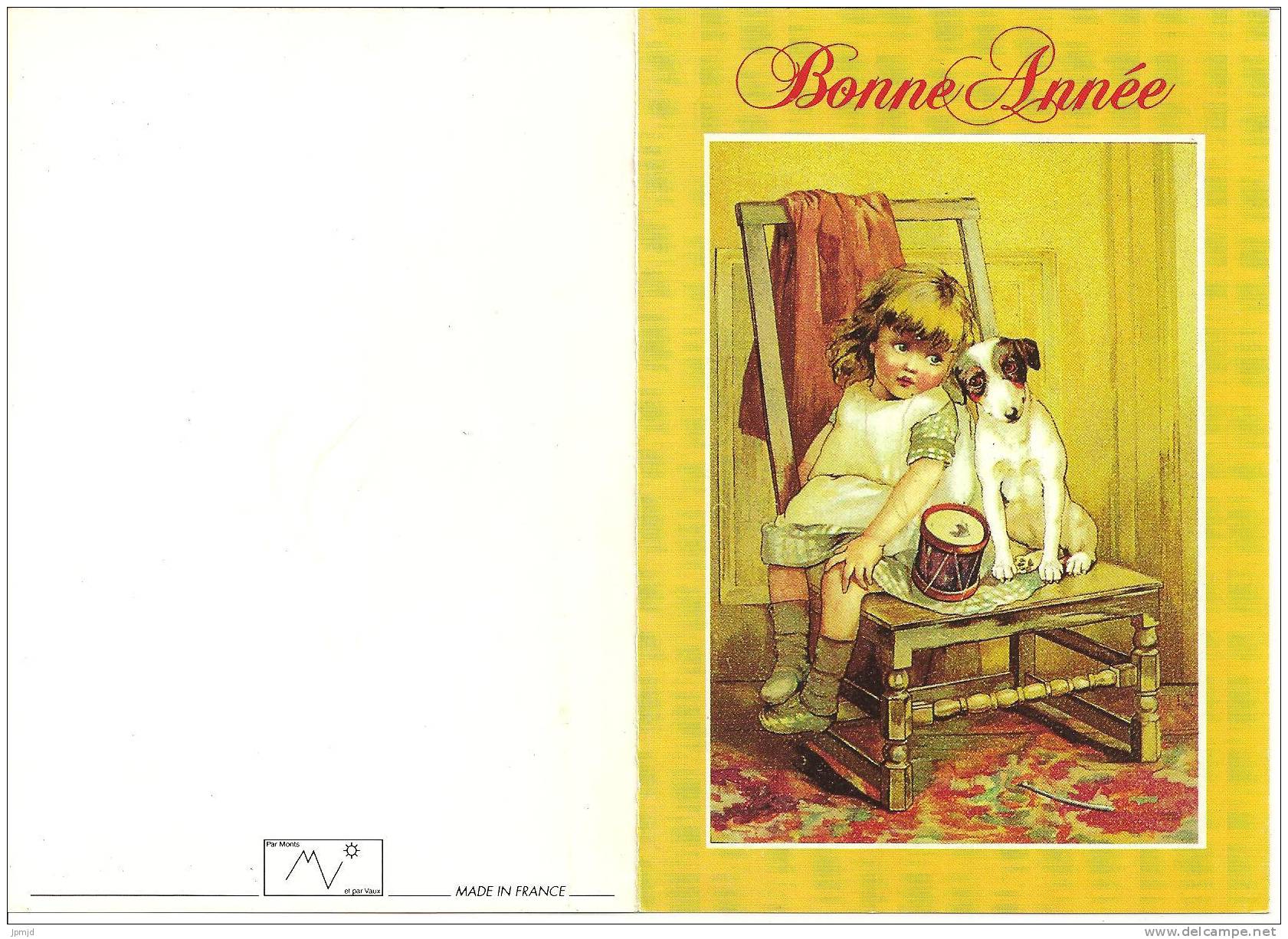 Carte - Bonne Année - Carte De Voeux 1994 - Fillette Et Chien - Año Nuevo