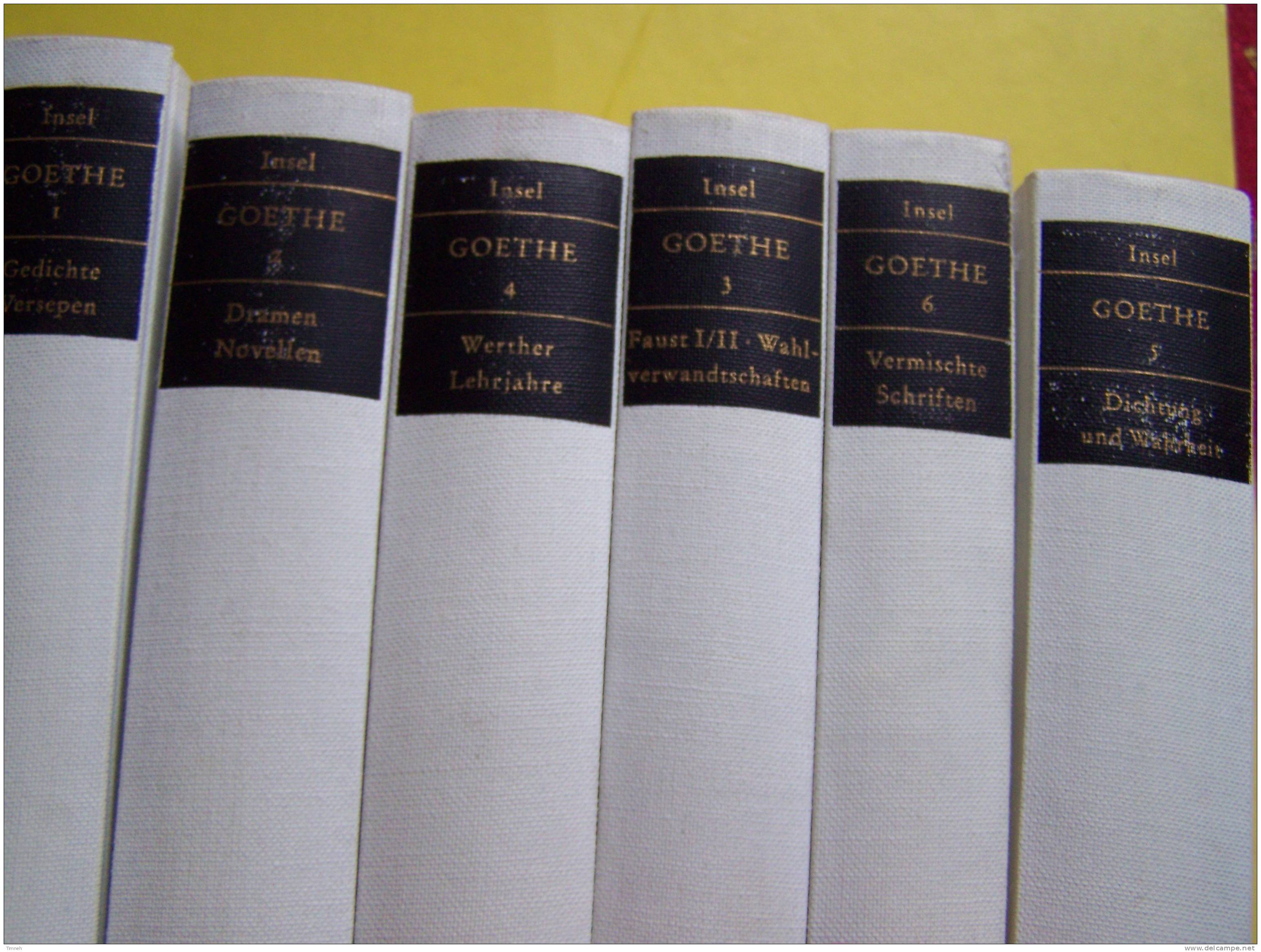 GOETHE WERKE - 6 BANDEN TOMES - Insel Verlag 1965 - WERTHER MEISTER FAUST GEDICHTE DICHTUNG WARHEIT - Auteurs Int.