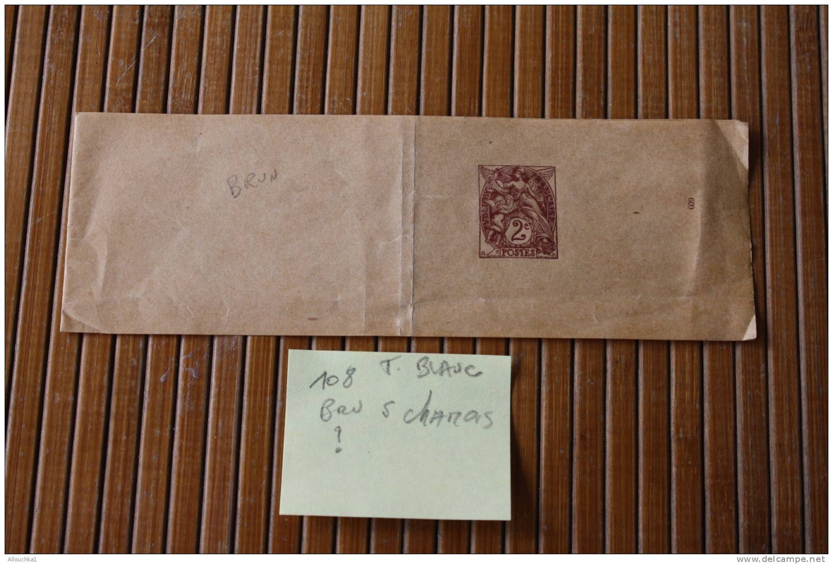 ENTIER POSTAUX BANDE POUR JOURNAUX  NEUVE ** 108 TYPE BLANC  BRUN SUR CHAMOIS>  COULEUR NON REPERTORIEE DATE 609 - Streifbänder