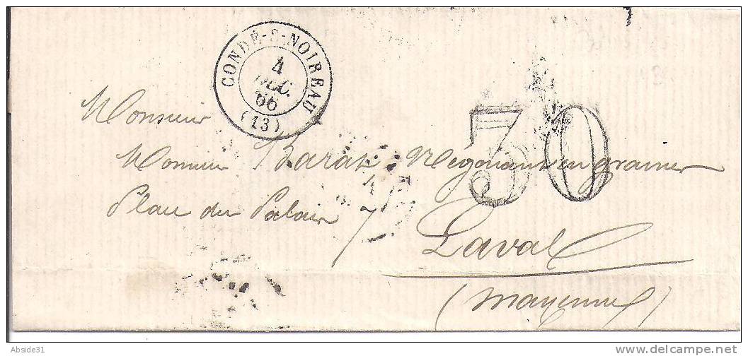 CALVADOS -   Cachet  Type 15  De  CONDE-S-NOIREAU +  Taxe  30 - 1849-1876: Période Classique