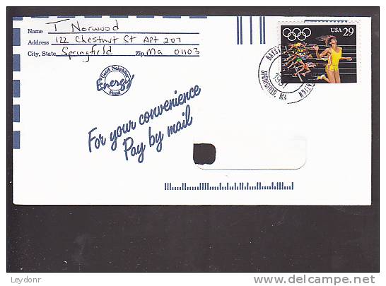 United States 5 Covers With 1992 Summer Olympics, Barcelona - All Sent To Northeast Utilities - Summer 1992: Barcelona