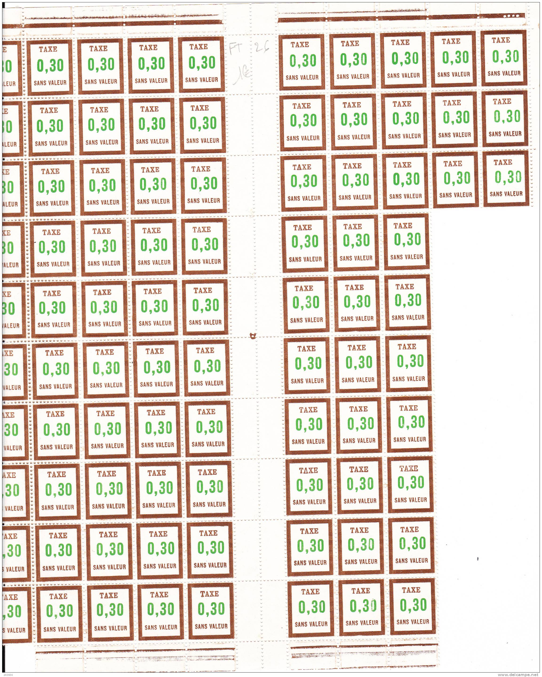 Feuille De Fictif  --   FT  26   --   0.30   -- 86 Timbres  En Date Année 1976 - Ficticios
