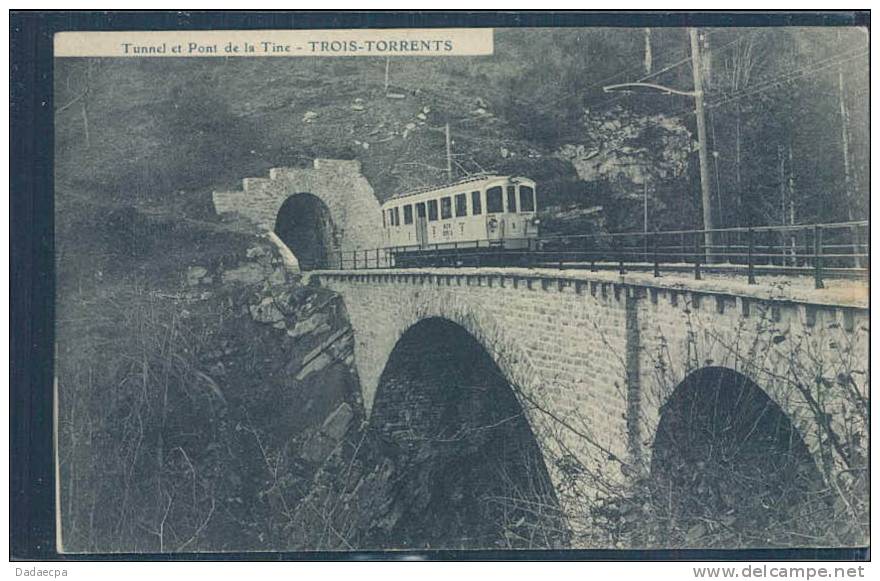 Troistorrents, Tunnel Et Pont De La Tine, Train, Zug, Treno, Eisenbahn, Chemin De Fer, - Troistorrents