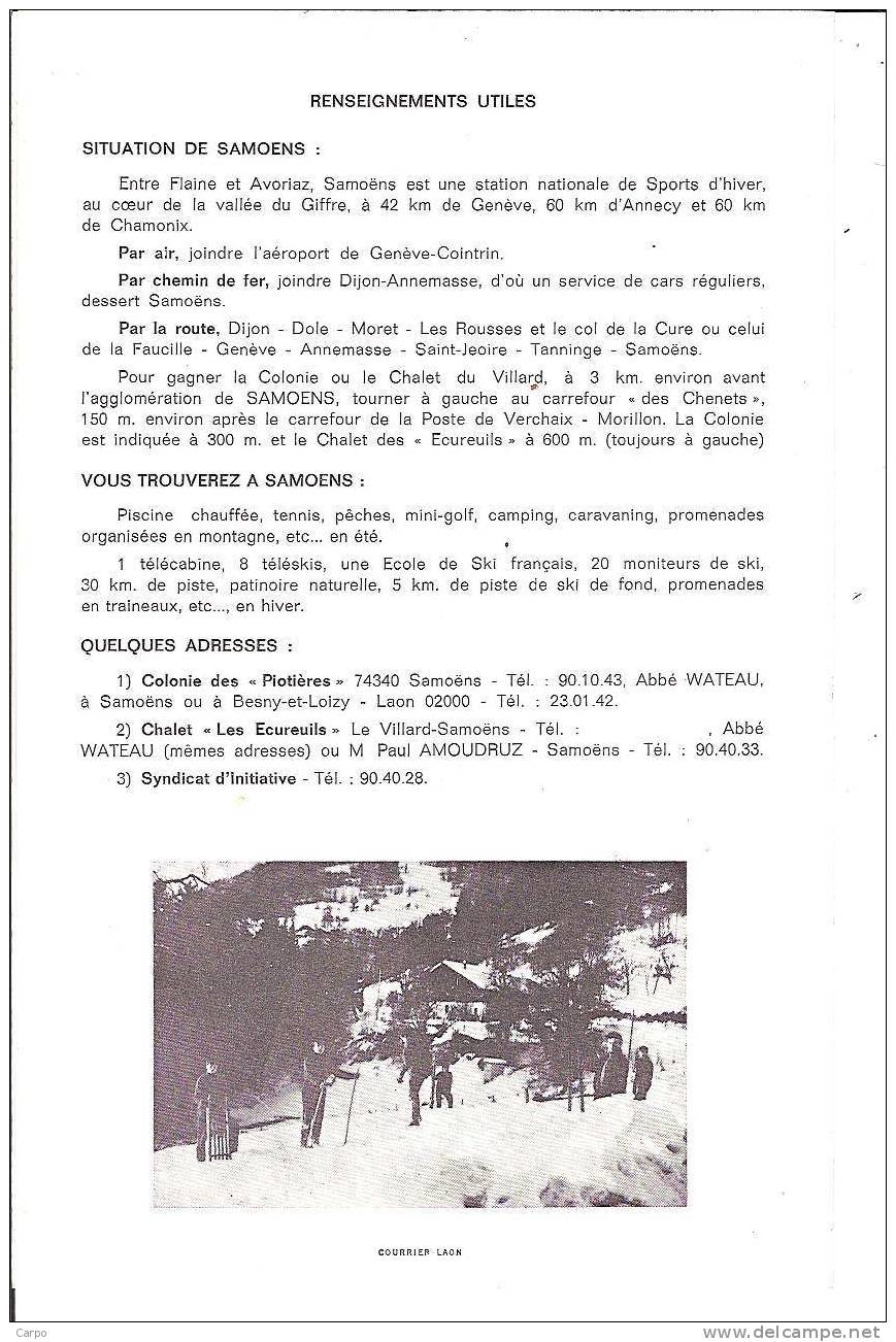 PUBLICITÉ JOIE Et VAILLANCE. Association Pour La Sauvegarde De L'enfance... (Samoens, Besny-Loisy Près Laon) - Publicités