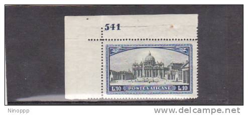 Vatican City-1933 Definitive 10 Lire Basilica  Plate Number 541 MNH Stamp - Oblitérés