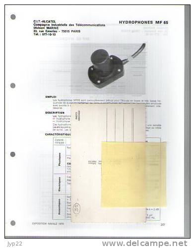 Fiche Marine Nationale Hydrophone MF 65 - C.I.T. Alcatel - Pour écoute - Uitrusting