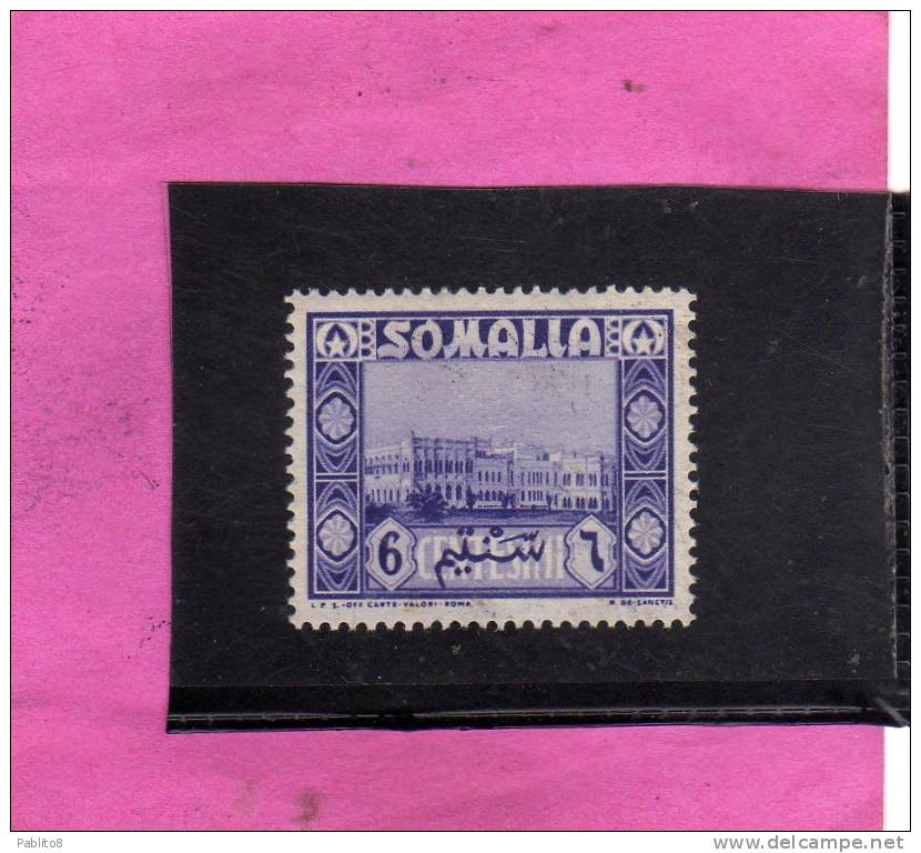 SOMALIA AFIS 1950 AFRICAN SUBJECTS SOGGETTI AFRICANI PALAZZO DEL GOVERNO MOGADISCIO CENT. 6c MNH - Somalia (AFIS)