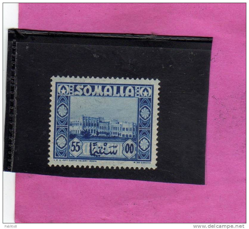 SOMALIA AFIS 1950 AFRICAN SUBJECTS SOGGETTI AFRICANI PALAZZO DEL GOVERNO MOGADISCIO CENT. 55c MNH - Somalia (AFIS)