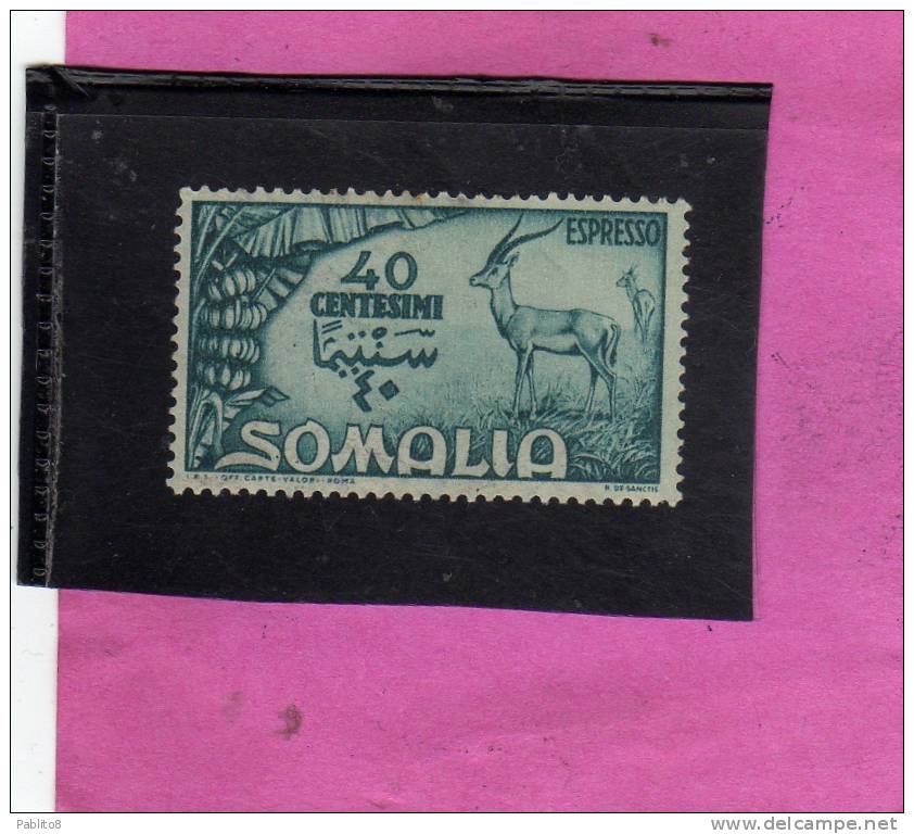 SOMALIA AFIS 1950 AFRICAN SUBJECTS SOGGETTI AFRICANI ESPRESSO SPECIAL DELIVERY CENT. 40c MNH - Somalia (AFIS)