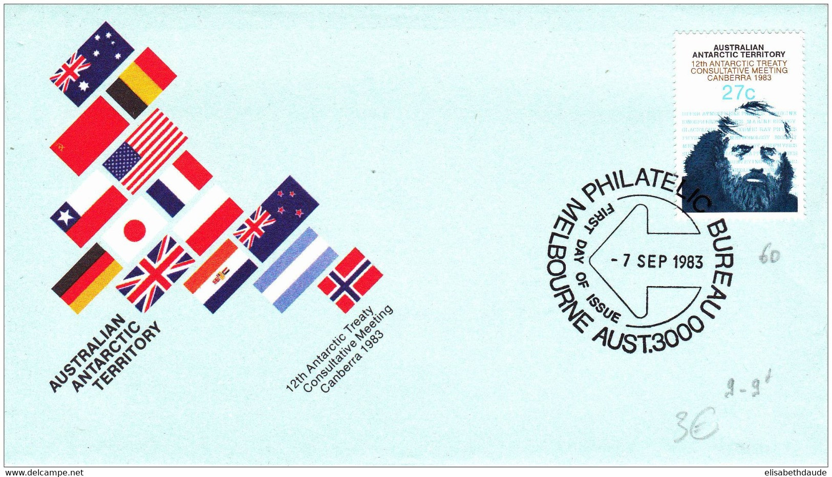 1983 - ANTARCTIQUE AUSTRALIEN - ENVELOPPE FDC - OBLITERATION MELBOURNE - FDC