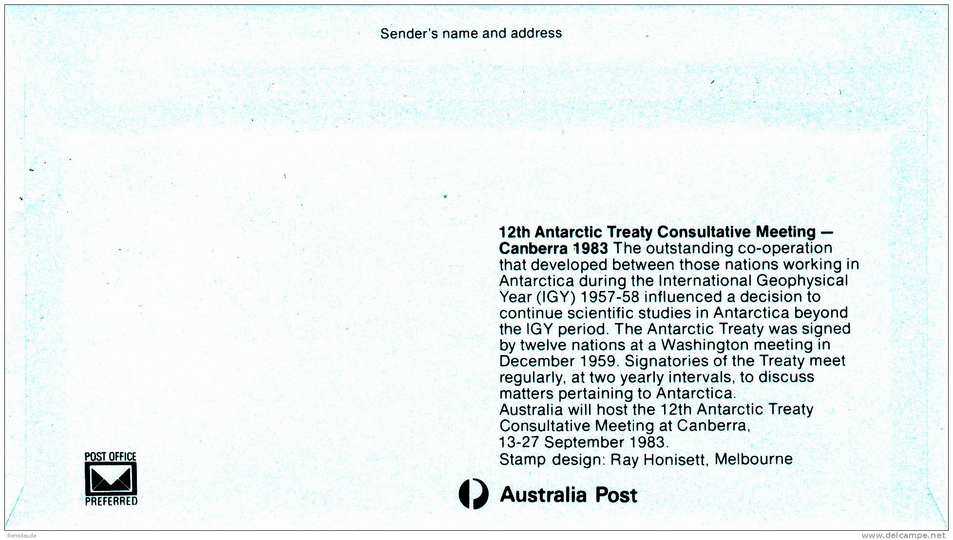 1983 - ANTARCTIQUE AUSTRALIEN - ENVELOPPE FDC - OBLITERATION MELBOURNE - FDC