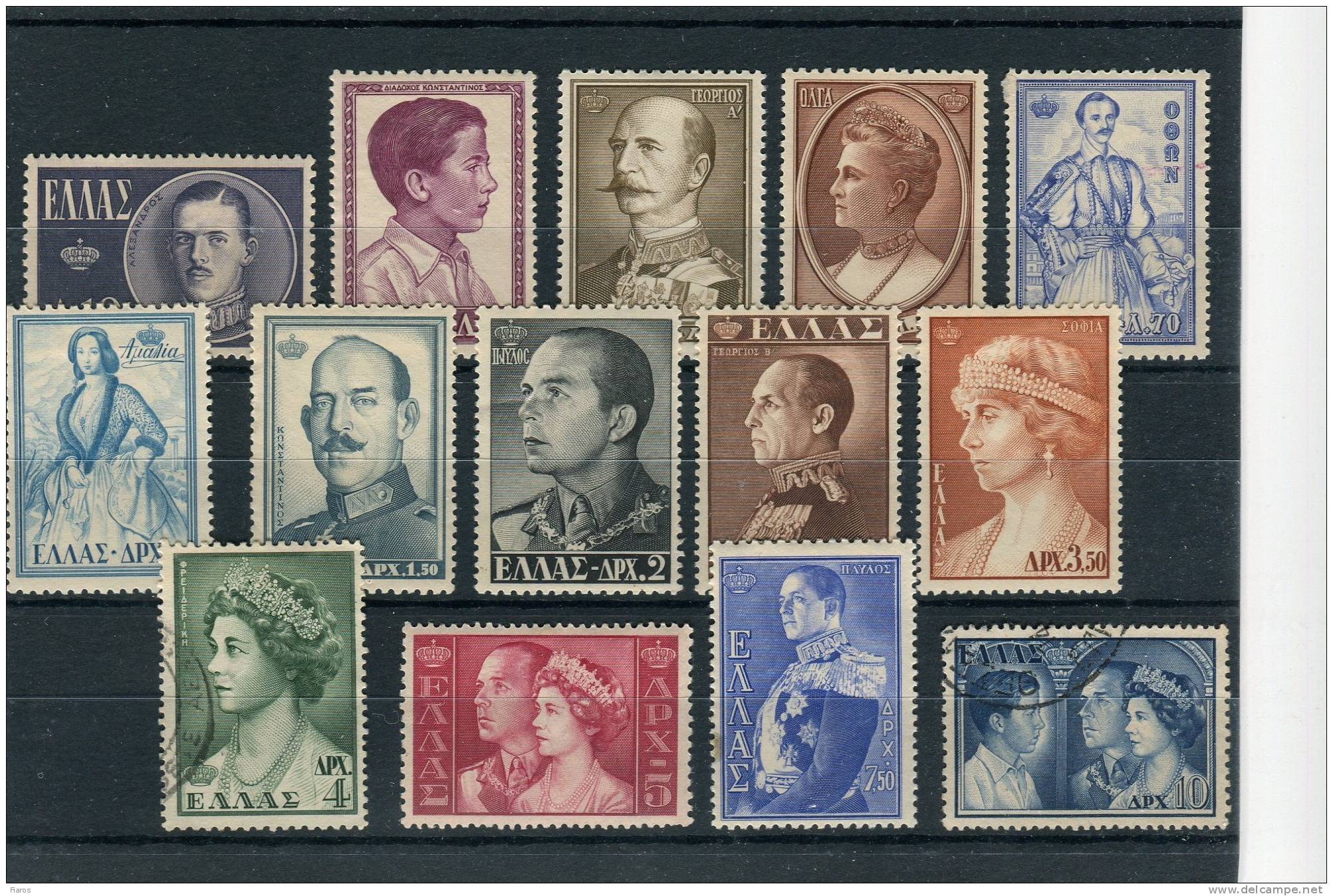 1956-Greece- "Royal Families (part I)"- Complete Set MNH/MH/used - Neufs