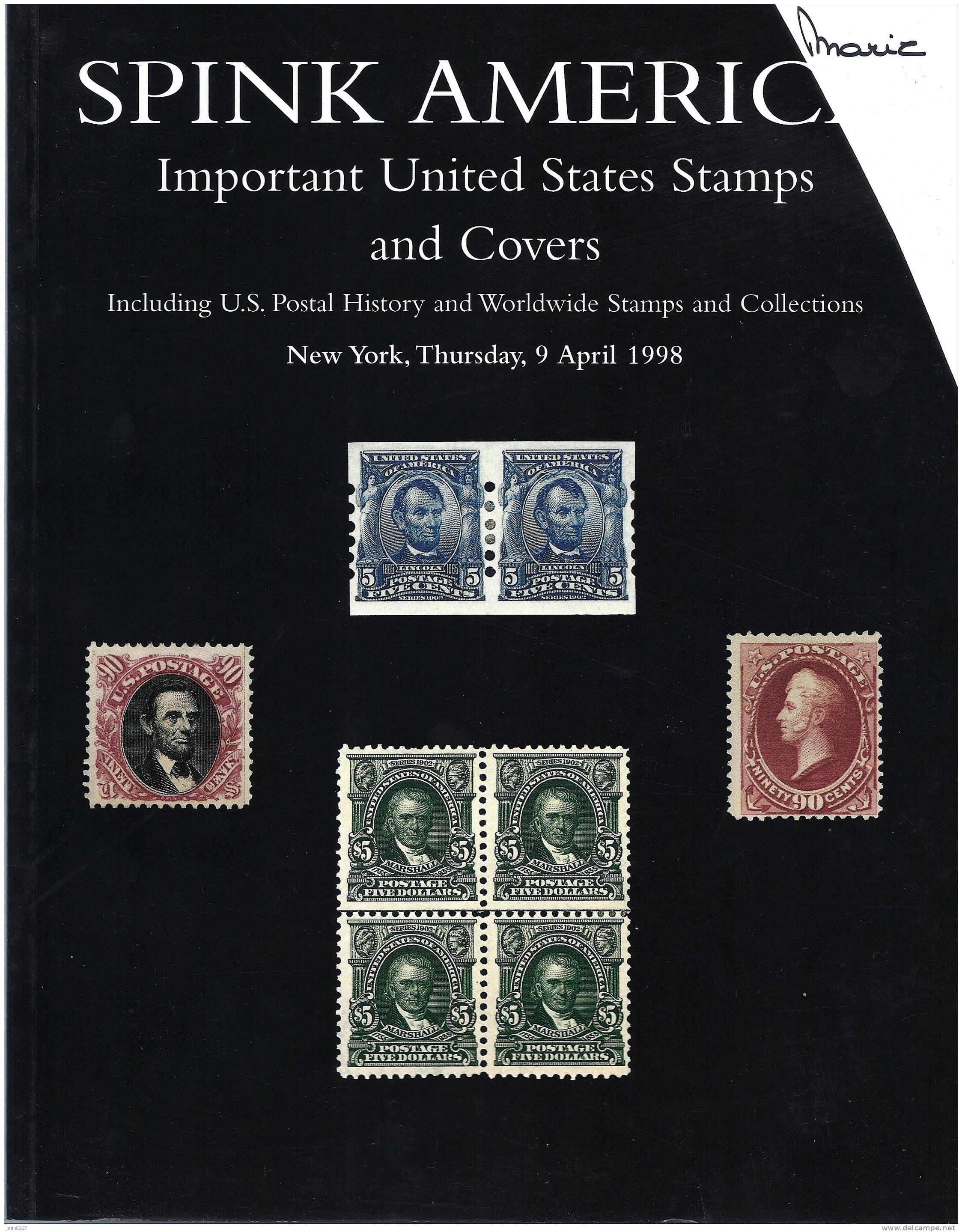 Spink America Catalogue US Stamps And Covers - Cataloghi Di Case D'aste