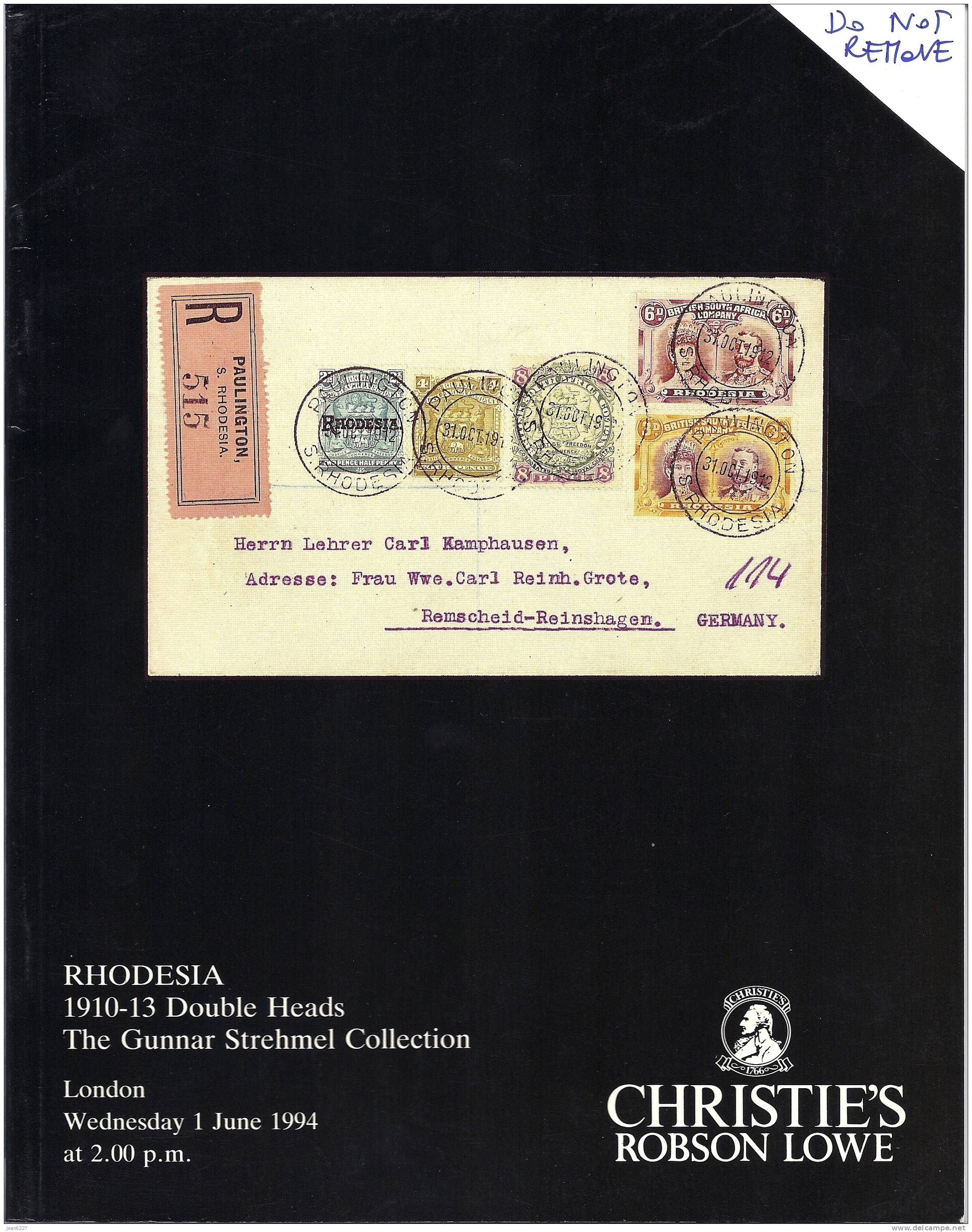 Christies - Rhodesia Stamps - Catalogues For Auction Houses