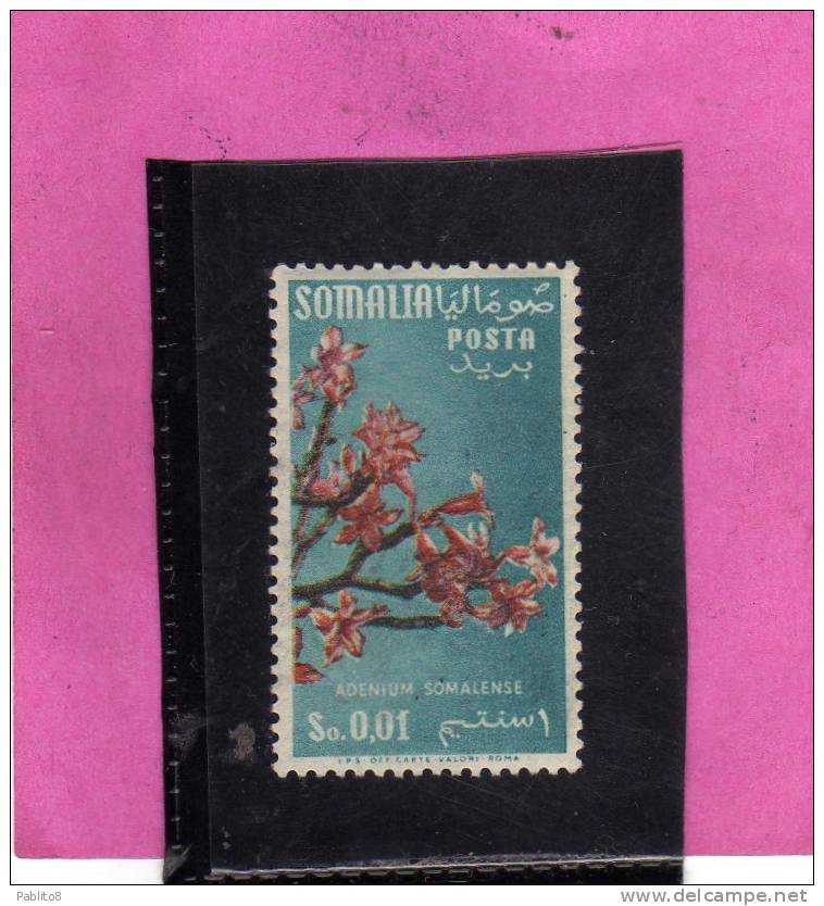 SOMALIA AFIS 1955 FIORI FLOWERS FLEURS ADENIUM SOMALENSE FLORA CENT. 1c 0,01s MNH - Somalië (AFIS)