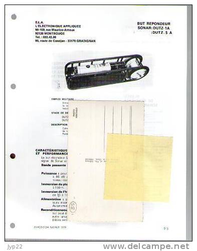 Fiche Marine Nationale But Répondeur Sonar DUTZ-1A & 5A - E.L.A. Montrouge & Gradignan - Equipaggiamento