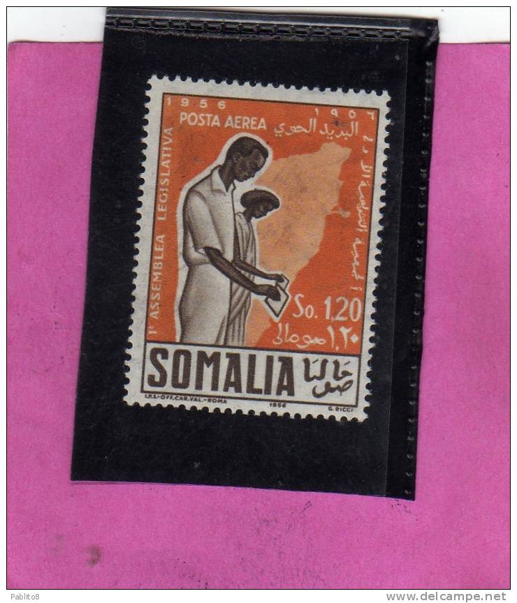SOMALIA AFIS 1956 POSTA AEREA AIR MAIL PRIMA 1a ASSEMBLEA LEGISLATIVA SOMALA SOMALI 1,20s MNH - Somalië (AFIS)