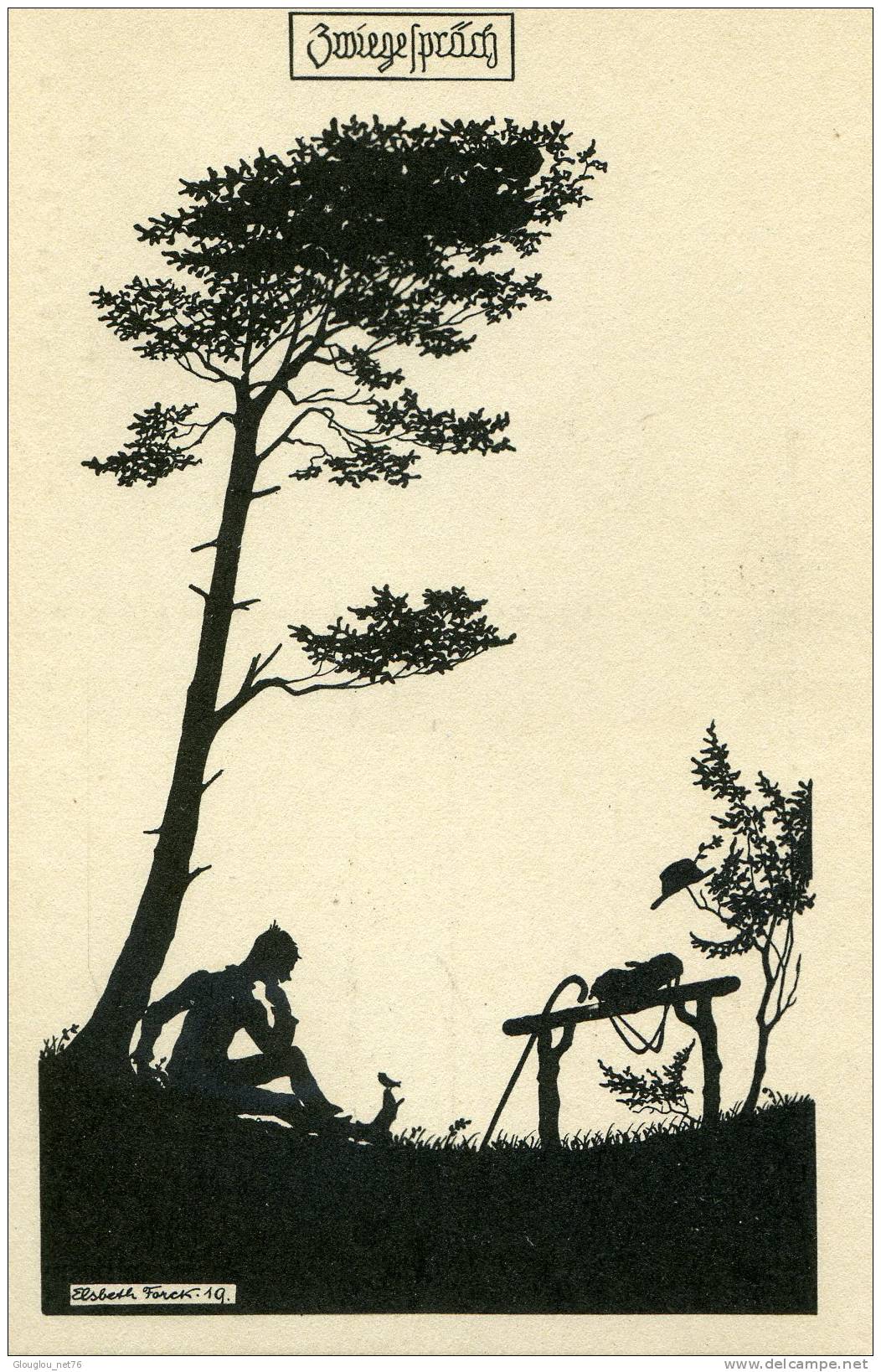 SILHOUETTE...HOMME ET ARBRE..CPA - Silhouettes