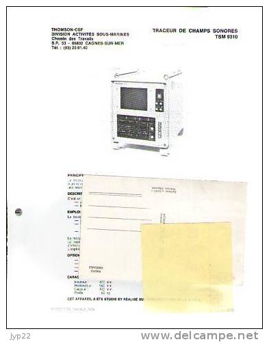 Fiche Marine Nationale Traceur De Champs Sonores TSM 9310 - Thomson CSF Cagnes Sur Mer - - Equipement